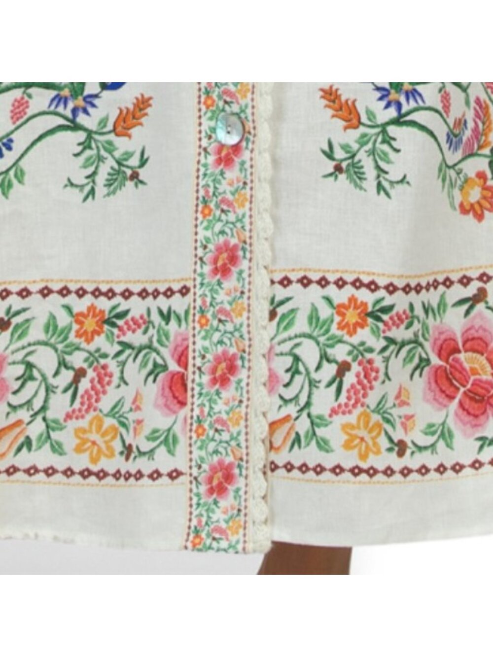 MAGASCHONI Linen Blend V-neck Button Front Dress With Print Details - Picture 6 of 6